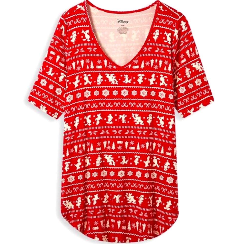 ❤️NWT VINTAGE TORRID BLOUSE MICKEY MOUSE TUNIC HOLIDAY FAIR ISLE CHRISTMAS TOP - Picture 11 of 13